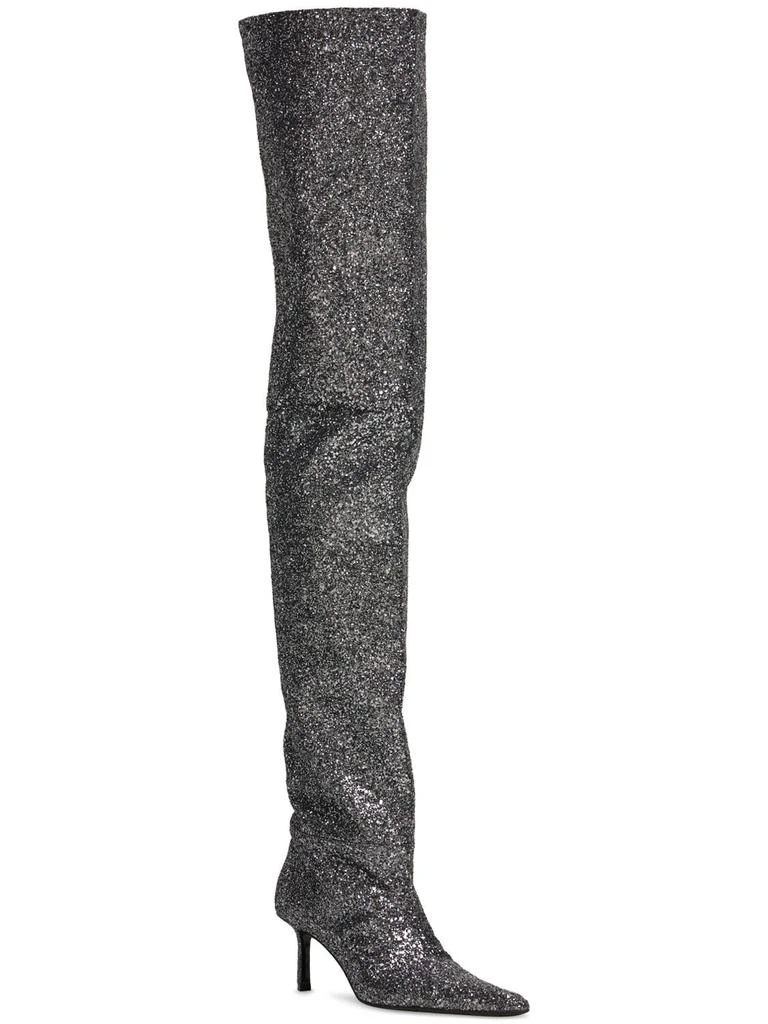 商品Alexander Wang|65mm Viola Glittered Over-the-knee Boots,价格¥8834,第2张图片详细描述