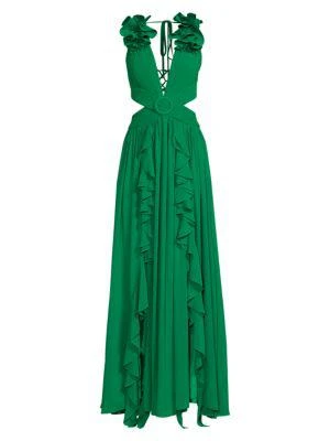 商品PatBO|Plunge Cutout Flutter Gown,价格¥2616,第3张图片详细描述
