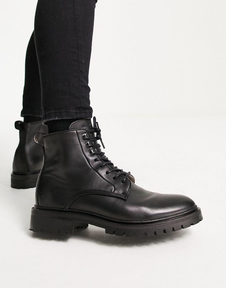 AllSaints Laker lace up leather boots in black商品第2张图片规格展示