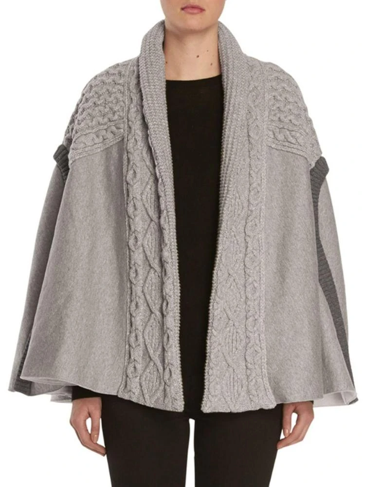 商品Burberry|Cable-Knit Panelled Poncho,价格¥5922,第1张图片