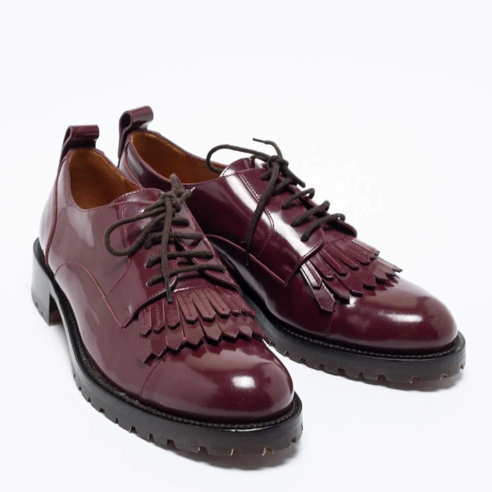 商品[二手商品] Valentino|Valentino Burgundy Patent Fringe Derby Oxfords Size 37,价格¥4668,第4张图片详细描述