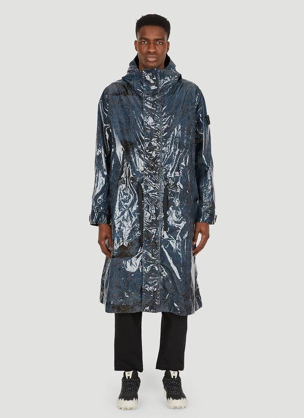 High Shine Hooded Coat in Blue商品第1张图片规格展示