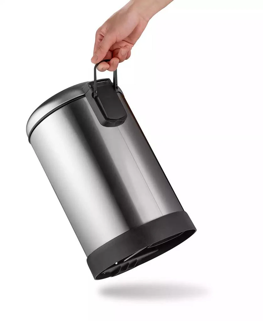 商品QualiaZero|Two 1.6 Gallon Round Step On Trash Can Set, 2 Pieces, Stainless Steel, Twin Pack,价格¥195,第3张图片详细描述