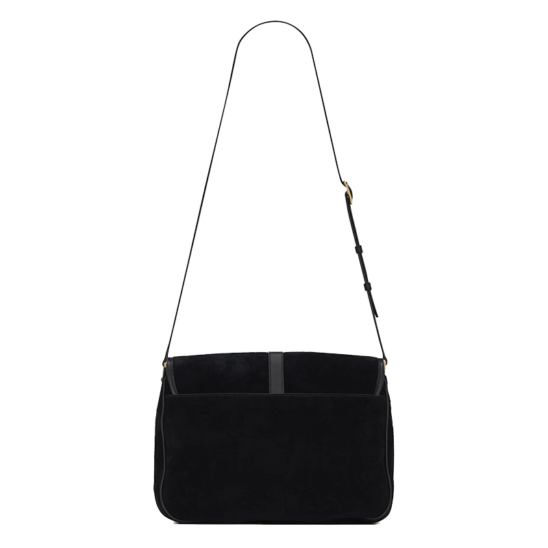 SAINT LAURENT PARIS/圣罗兰 新款SORBONNE系列 黑色复古绒面革和皮革翻盖斜跨单肩包 6347910UDZW1000 商品