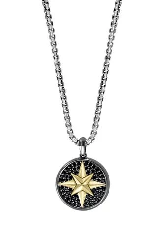 商品Effy|Mens Sterling Silver Black Spinel Compass Pendant Necklace,价格¥1858,第1张图片