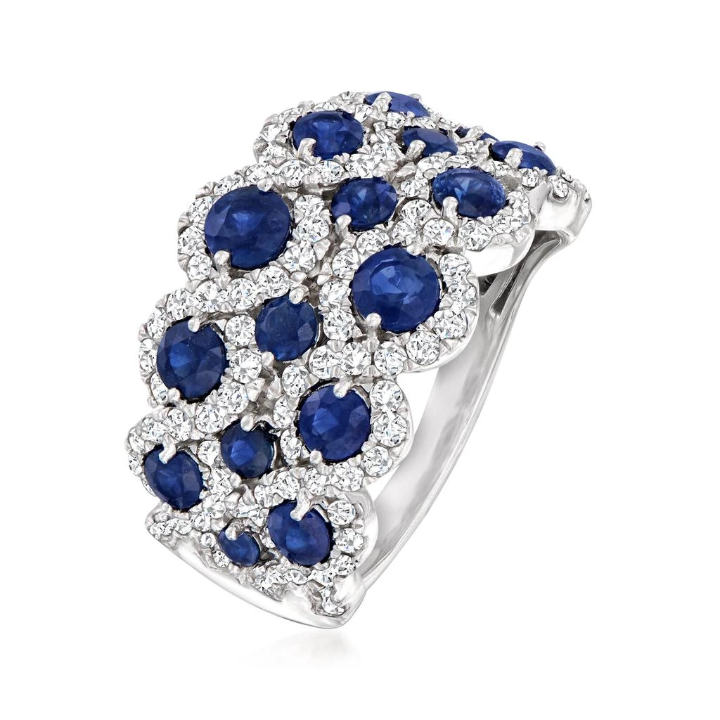 商品Ross-Simons|Sapphire and Diamond Ring in 14kt White Gold,价格¥12042,第3张图片详细描述