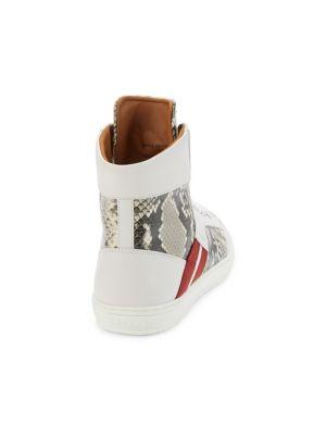 Snakeskin Embossed Leather High Top Sneakers商品第3张图片规格展示