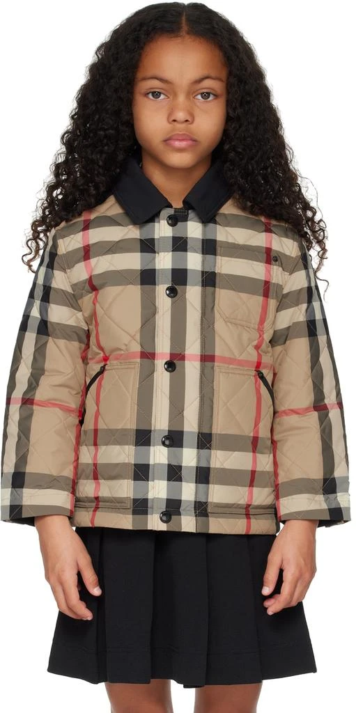 商品Burberry|Kids Beige Check Jacket,价格¥3537,第1张图片