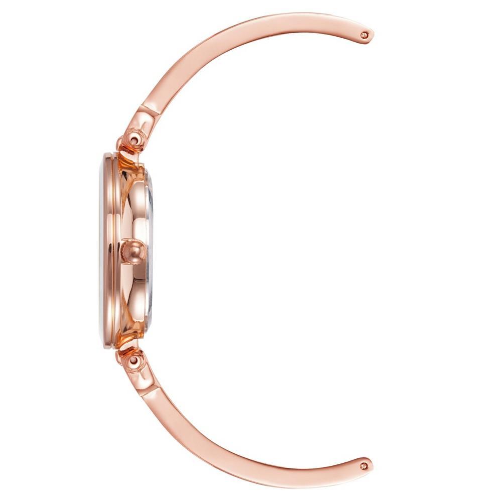 商品Anne Klein|Women's Rose Gold-Tone Alloy Bangle with White Enamel and Crystal Accents Fashion Watch 33mm Set 3 Pieces,价格¥1101,第4张图片详细描述