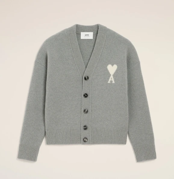 【秋冬新品】AMI 男女同款ADC羊驼毛混纺云朵开衫 爱心V领（香港仓发货） 商品