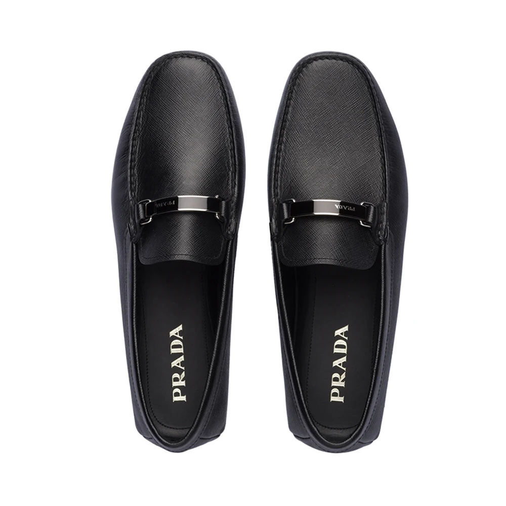 PRADA 男士黑色徽标驾车鞋 2DD159-053-F0002 商品