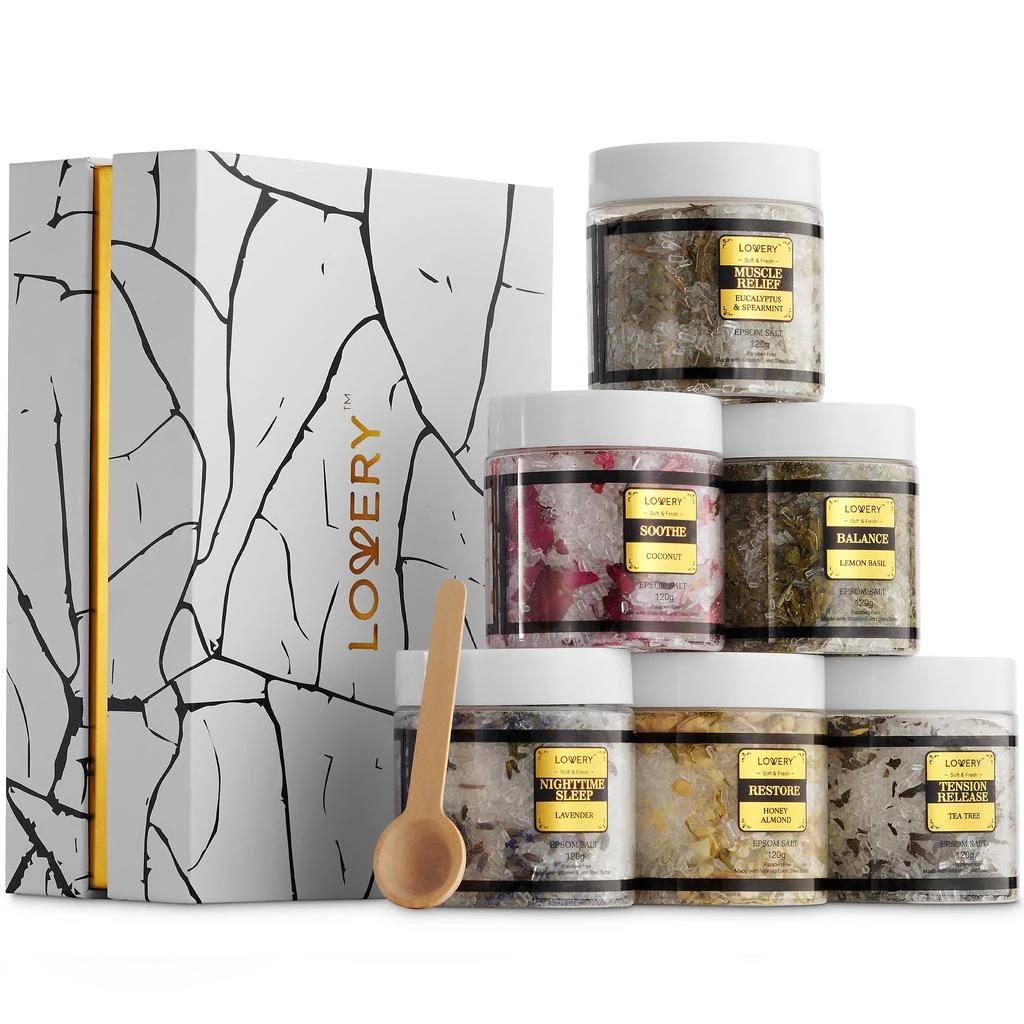 商品Lovery|Epsom Salts Gift Set, 6 Scented Relaxing Spa Bath Soaks,价格¥345,第1张图片