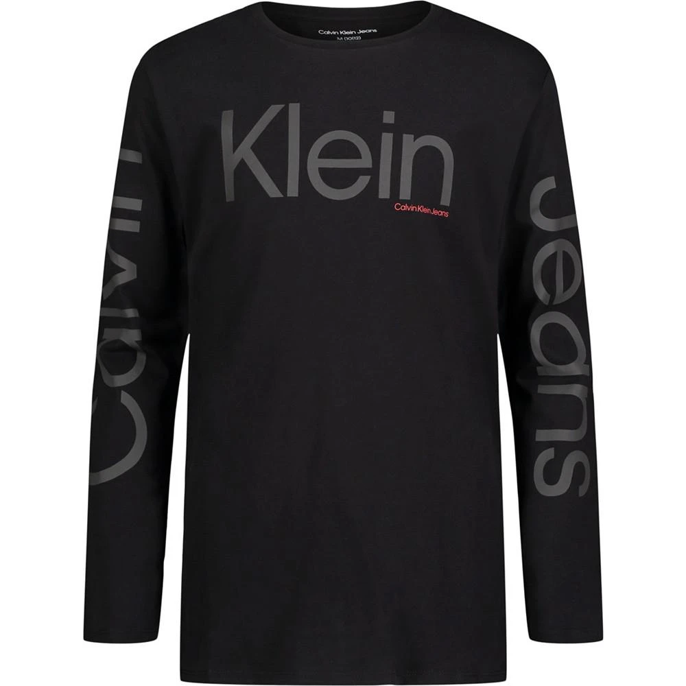 商品Calvin Klein|Big Boys Trio Long Sleeve Crew Neck T-shirt,价格¥134,第1张图片