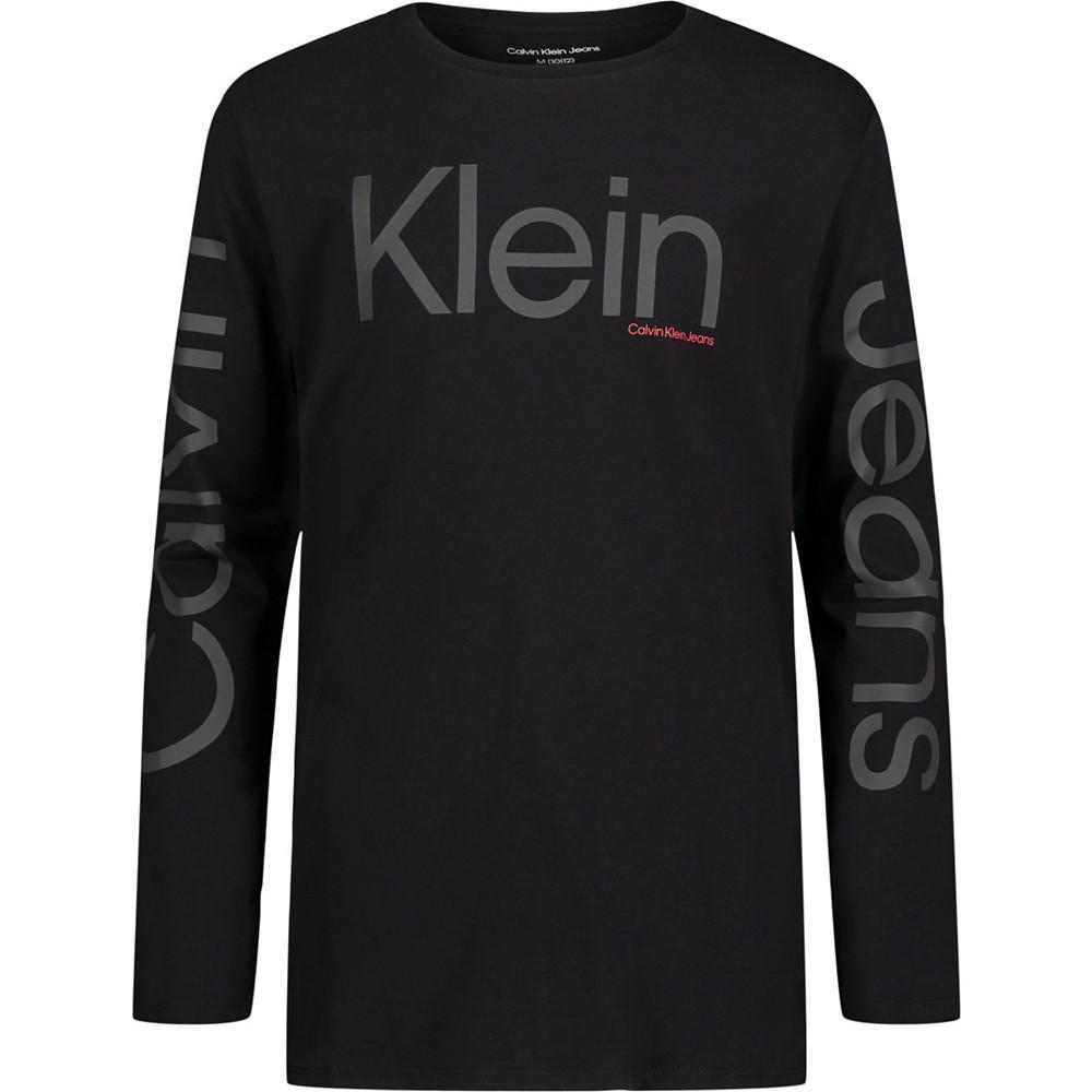 商品Calvin Klein|Big Boys Trio Long Sleeve Crew Neck T-shirt,价格¥110,第1张图片