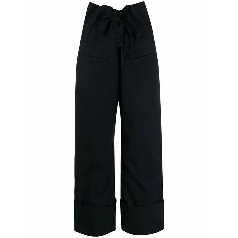 商品Loewe|女士黑色棉质高腰九分系腰裤【香港仓极速发货】,价格¥3499,第1张图片