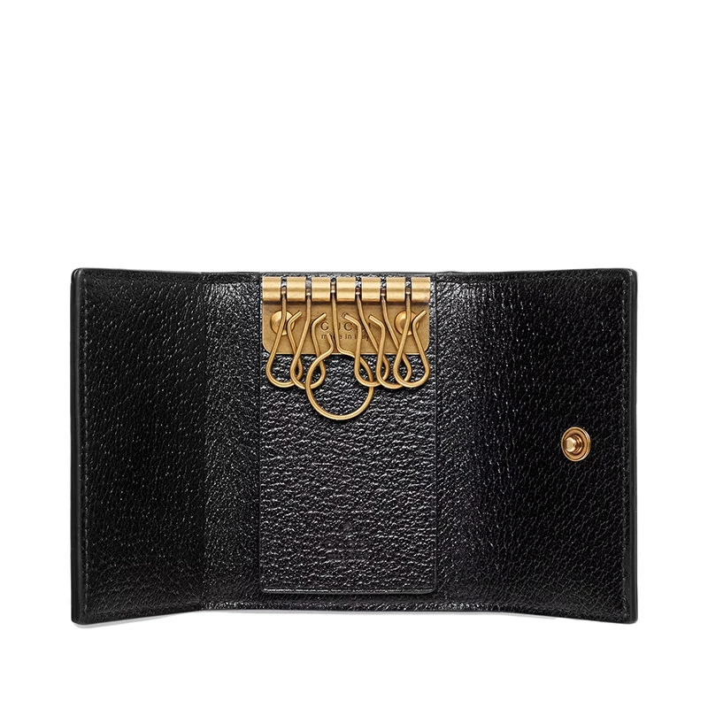 商品Gucci|【预售3-7天】GUCCI/古驰 经典Animalier系列 男士黑色皮革复古金属小蜜蜂装饰钥匙包523683DJ20T1000,价格¥2614,第4张图片详细描述