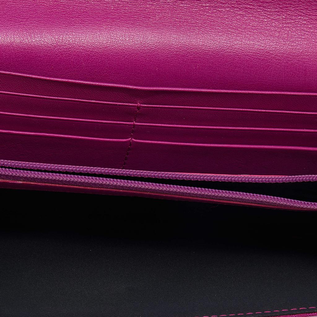 Dior Pink Oblique Canvas and Leather Trim Flap Continental Wallet商品第2张图片规格展示