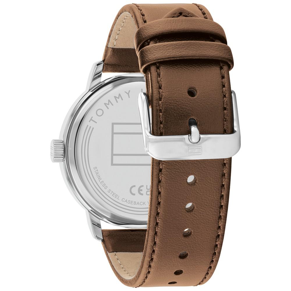 Men's Brown Leather Strap Watch 44mm商品第3张图片规格展示