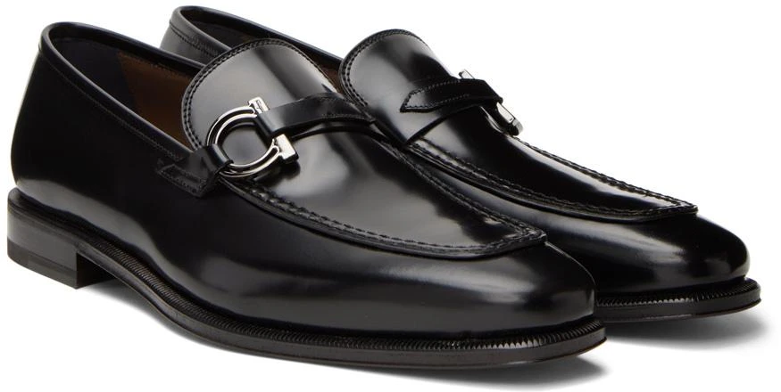 商品Salvatore Ferragamo|Black Gancini Loafers,价格¥3761,第4张图片详细描述