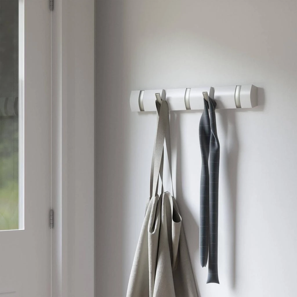 商品Umbra|Flip 5 Coat Hooks - Driftwood Nickel,价格¥318,第3张图片详细描述