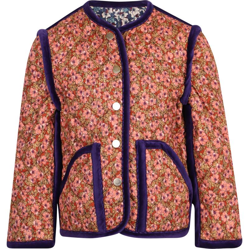 Floral print reversible jacket in blue and terracotta商品第2张图片规格展示