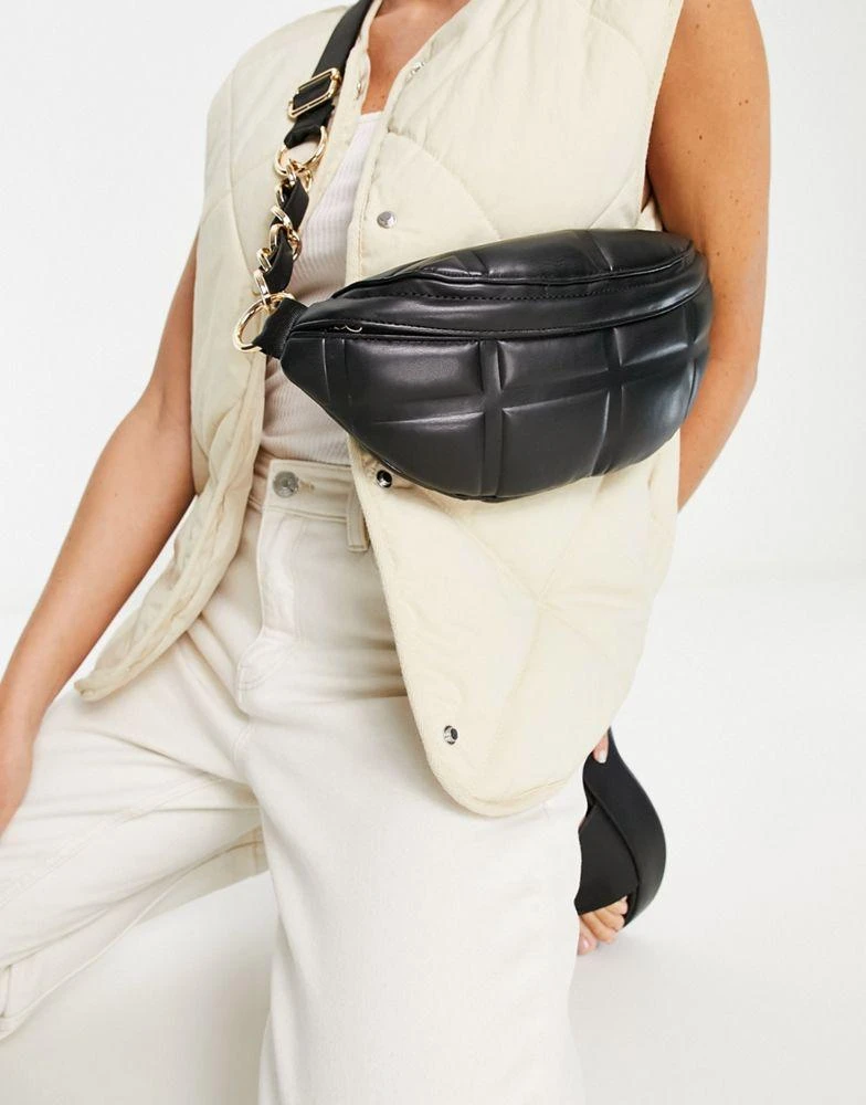 商品Topshop|Topshop bea quilted bumbag in black,价格¥190,第1张图片