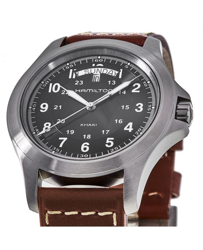 Hamilton Khaki Field Quartz Black Dial Brown Leather  Strap Men's Watch H64451533商品第2张图片规格展示
