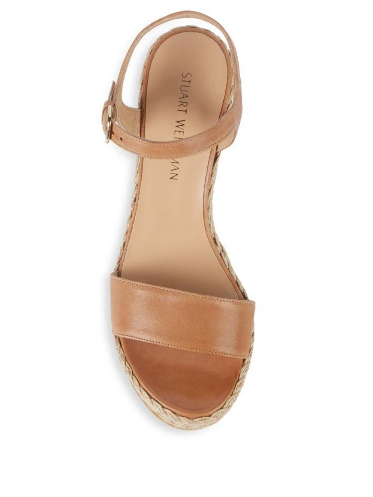 商品Stuart Weitzman|Single Leather Wedge Espadrilles,价格¥3353,第4张图片详细描述