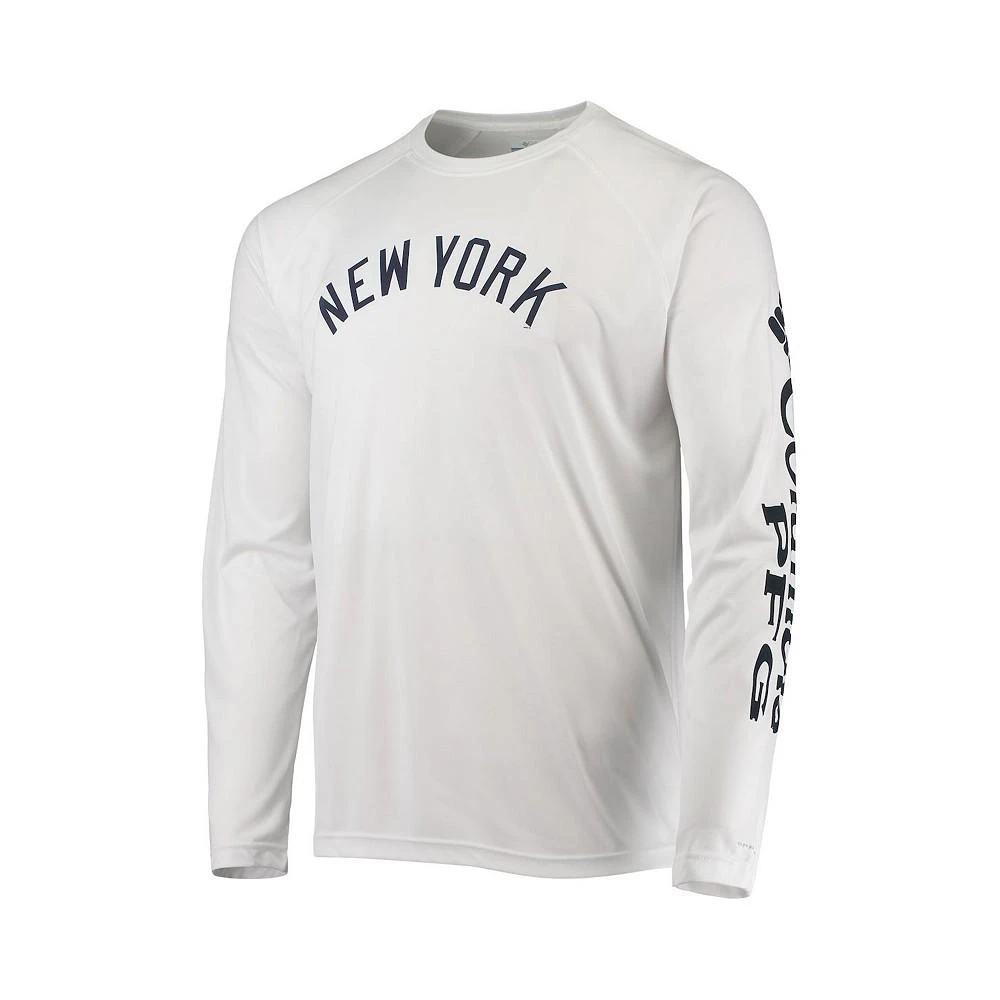 商品Columbia|Men's White New York Yankees Terminal Tackle Omni-Shade Raglan Long Sleeve T-shirt,价格¥496,第2张图片详细描述