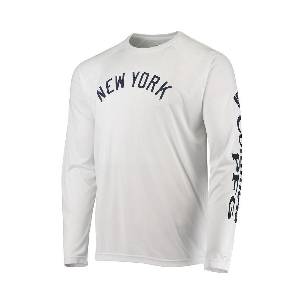 商品Columbia|Men's White New York Yankees Terminal Tackle Omni-Shade Raglan Long Sleeve T-shirt,价格¥479,第4张图片详细描述
