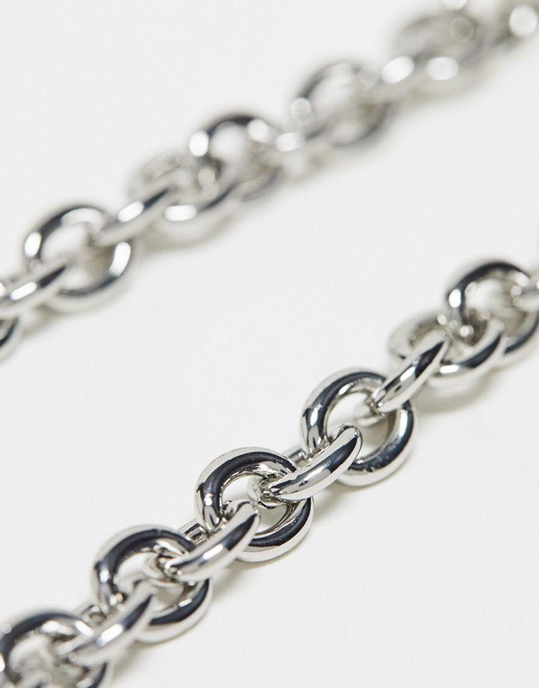 Reclaimed Vintage t bar necklace with heart in silver商品第4张图片规格展示