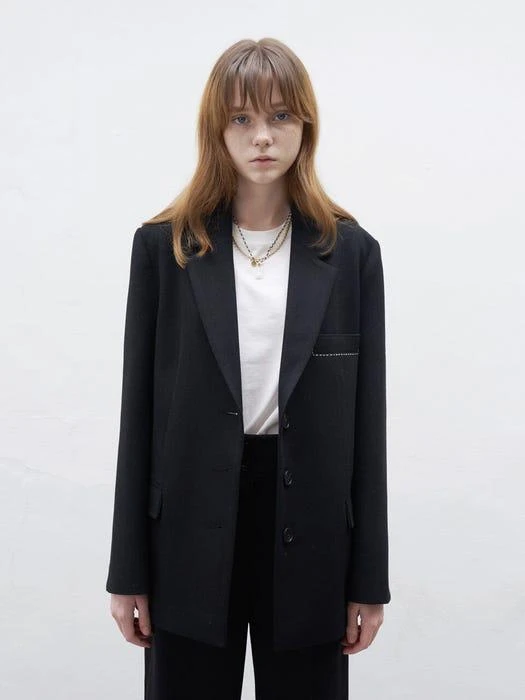 商品MARRON EDITION|Oversized Suit Blazer_Black,价格¥718,第3张图片详细描述