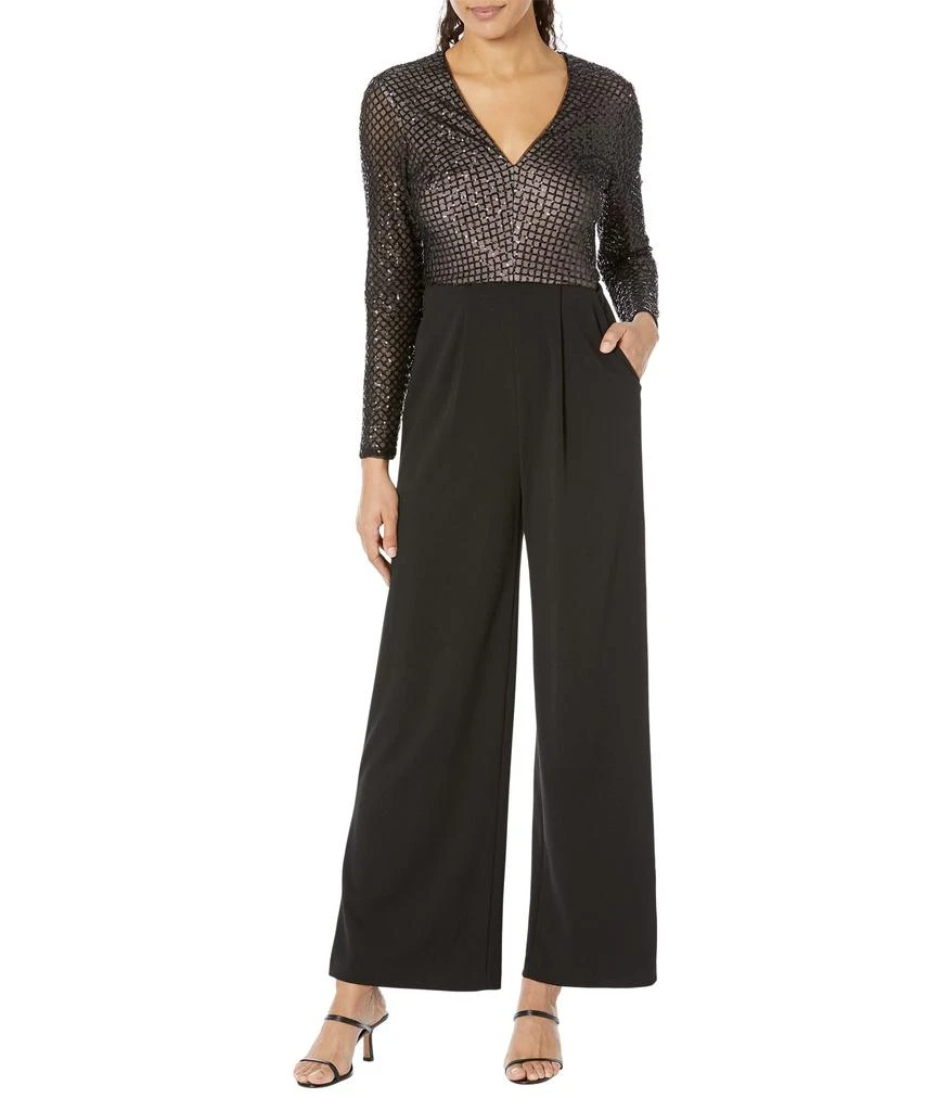 商品Calvin Klein|Sequin Bodice Jumpsuit with Long Sleeves,价格¥1765,第1张图片