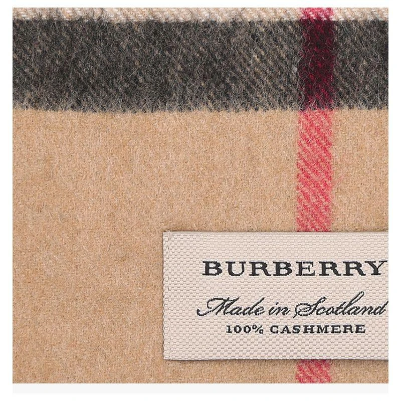 商品Burberry|Burberry 巴宝莉 女士驼色格纹羊绒围巾 3929522,价格¥5190,第12张图片详细描述