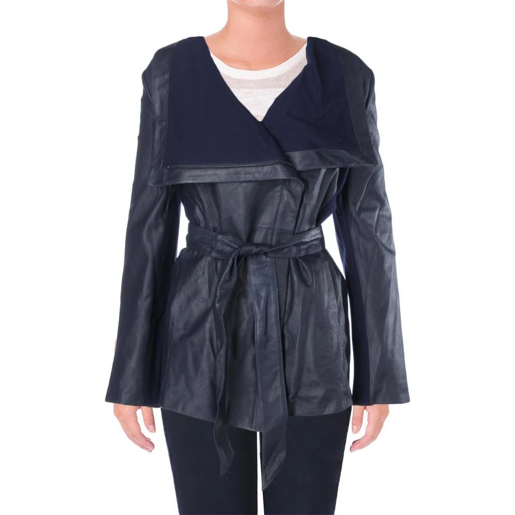 商品Tahari|Elie Tahari Womens Isabelle Leather Knit Trim Trench Coat,价格¥719,第1张图片