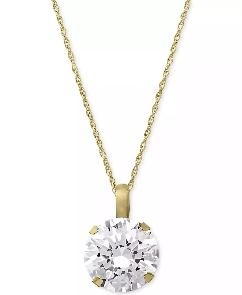 商品Macy's|Cubic Zirconia Round Pendant Necklace in 14k Gold or 14k White Gold,价格¥842,第1张图片