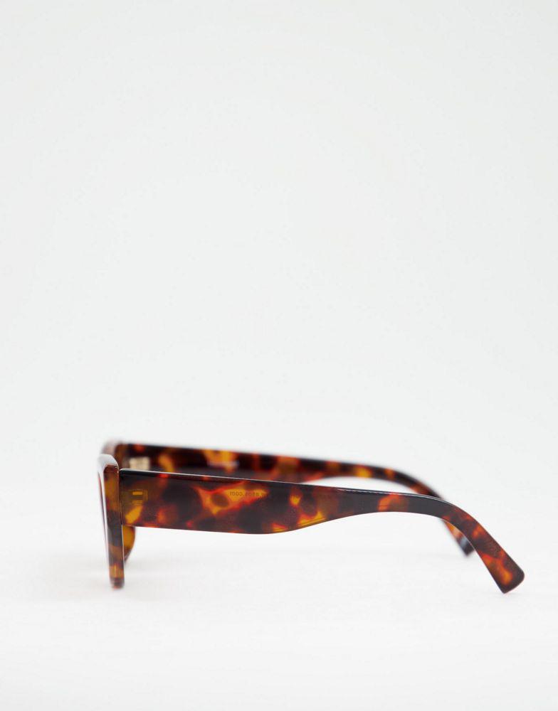 ASOS DESIGN frame cat eye sunglasses with bevel detail in brown tort - BROWN商品第2张图片规格展示