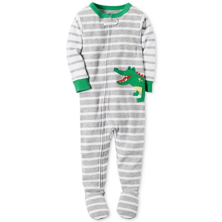 商品Carter's|1-Pc. Striped Alligator Footed Pajamas, Baby Boys (0-24 months),价格¥28,第2张图片详细描述