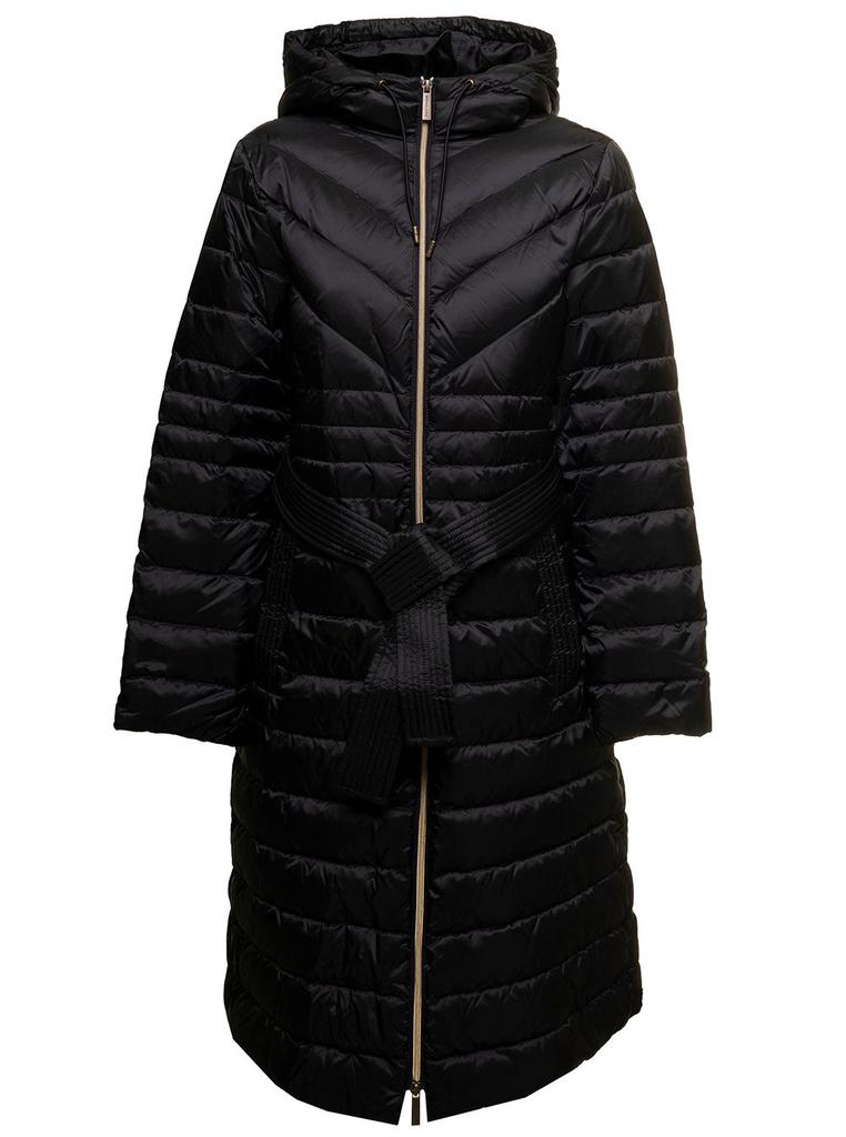 Binding Black Nylon Long Down Jacket M Michael Kors Woman商品第1张图片规格展示