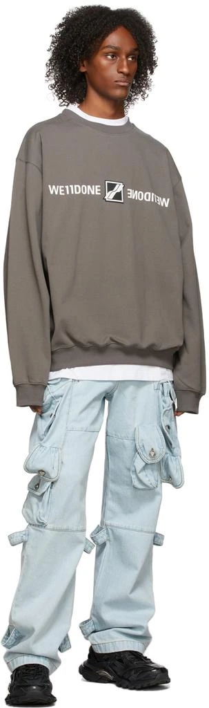 商品We11done|Grey Patched Mirror Logo Sweatshirt,价格¥1444,第4张图片详细描述