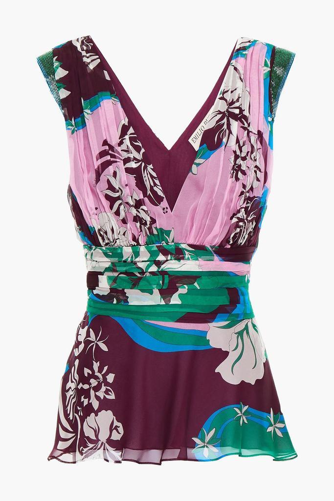 商品EMILIO PUCCI|Pleated printed silk-blend georgette top,价格¥3938,第1张图片