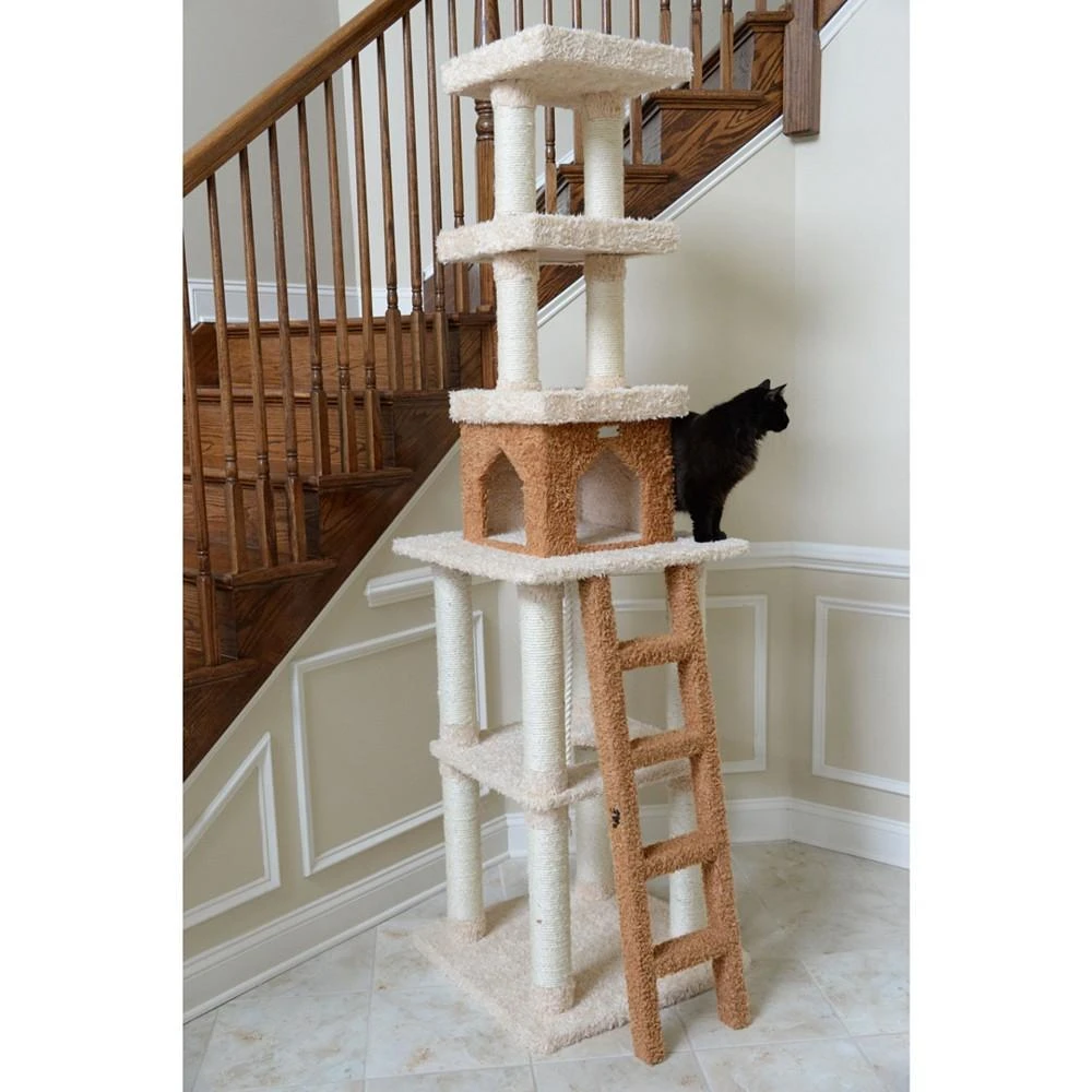 商品Macy's|Multi-Level Real Wood Cat Tower With Condo, Rope Swing, Ladder and 2 Perches,价格¥2662,第2张图片详细描述
