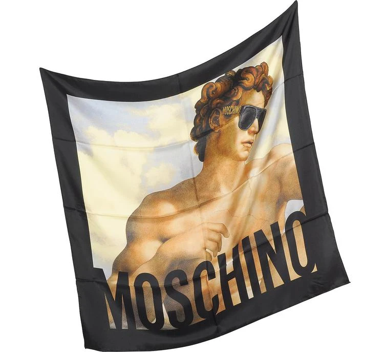 商品Moschino|Moschino 摩斯基诺 Logo印花斜纹真丝方巾,价格¥1035,第2张图片详细描述