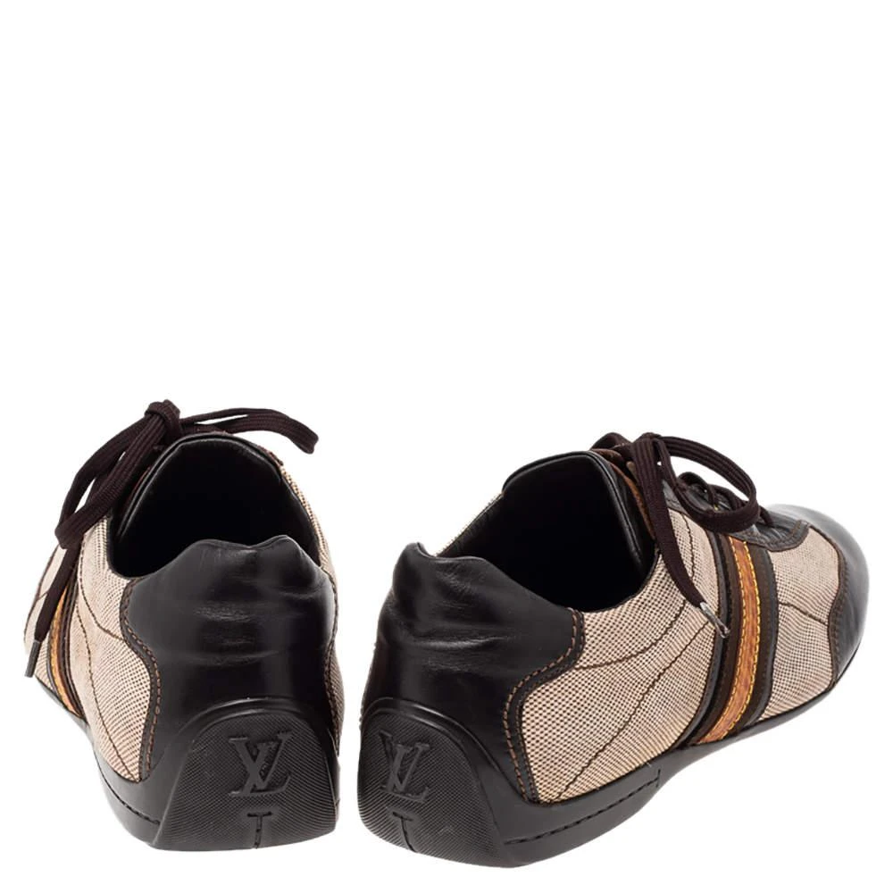 商品[二手商品] Louis Vuitton|Louis Vuitton Brown/Beige Canvas and Leather Low Top Sneakers Size 44,价格¥2941,第5张图片详细描述