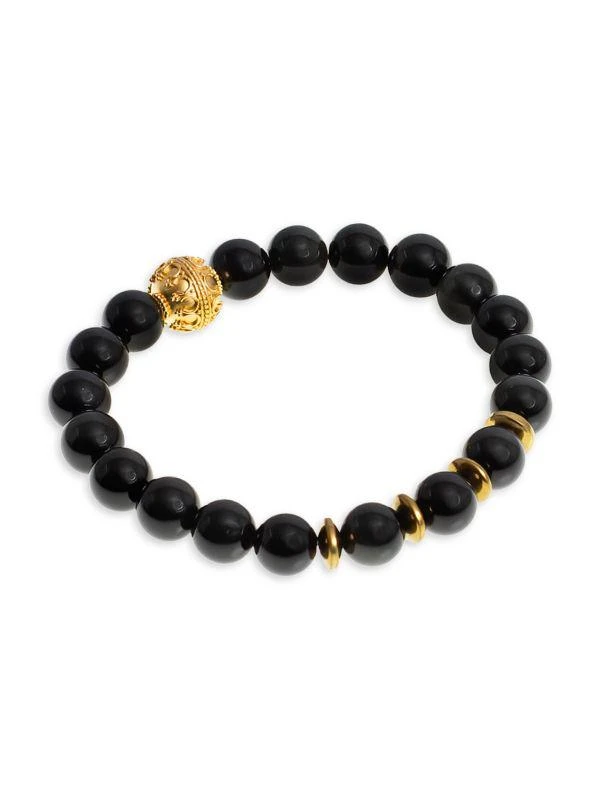 商品Jean Claude|24K Gold Vermeil & Obsidian Beaded Bracelet,价格¥495,第3张图片详细描述