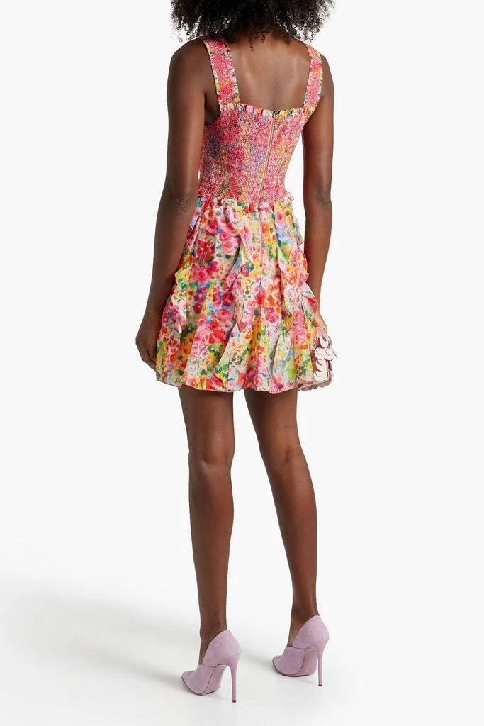 商品Alice + Olivia|Jocelyn smocked floral-print cotton and silk-blend voile mini dress,价格¥1230,第3张图片详细描述
