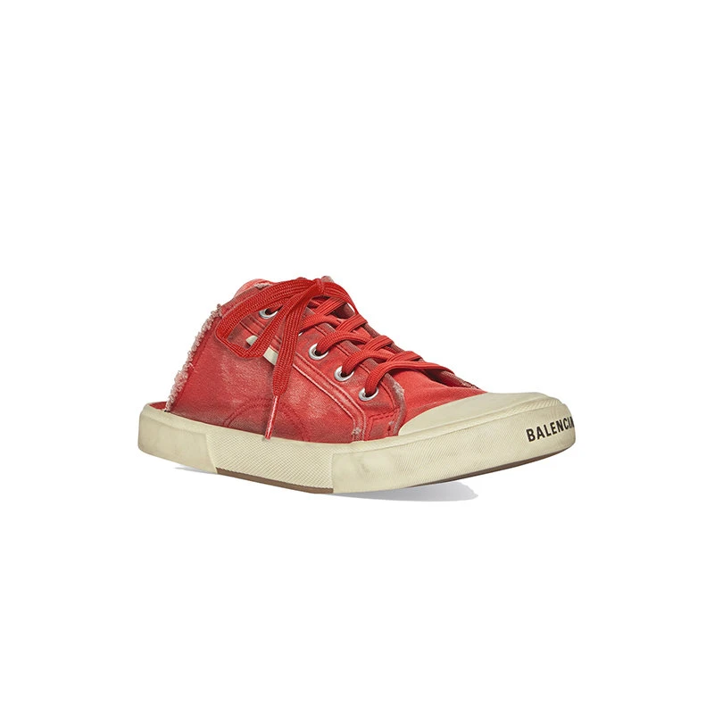 商品Balenciaga|【预售3-7天】Balenciaga/巴黎世家 22年春夏新款 女士红色磨损棉质材料露跟穆勒鞋帆布鞋693952W3RC36090,价格¥4294,第6张图片详细描述
