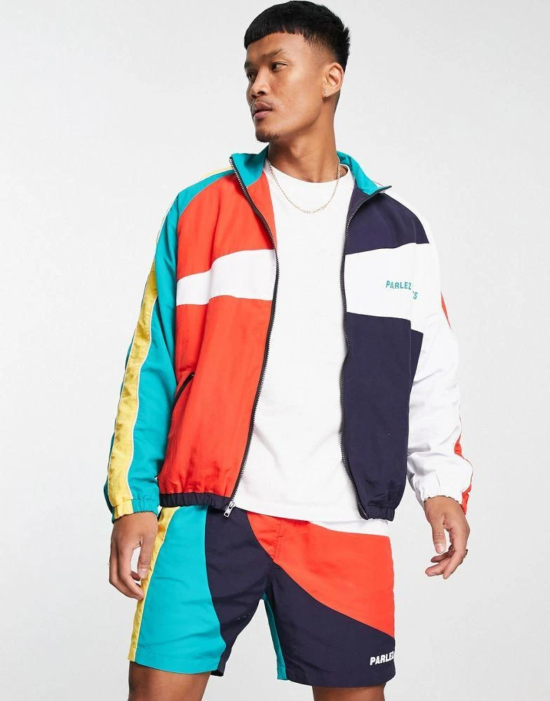 商品Parlez|Parlez Leeward co-ord track jacket in multicolour retro colour blocking,价格¥755,第3张图片详细描述