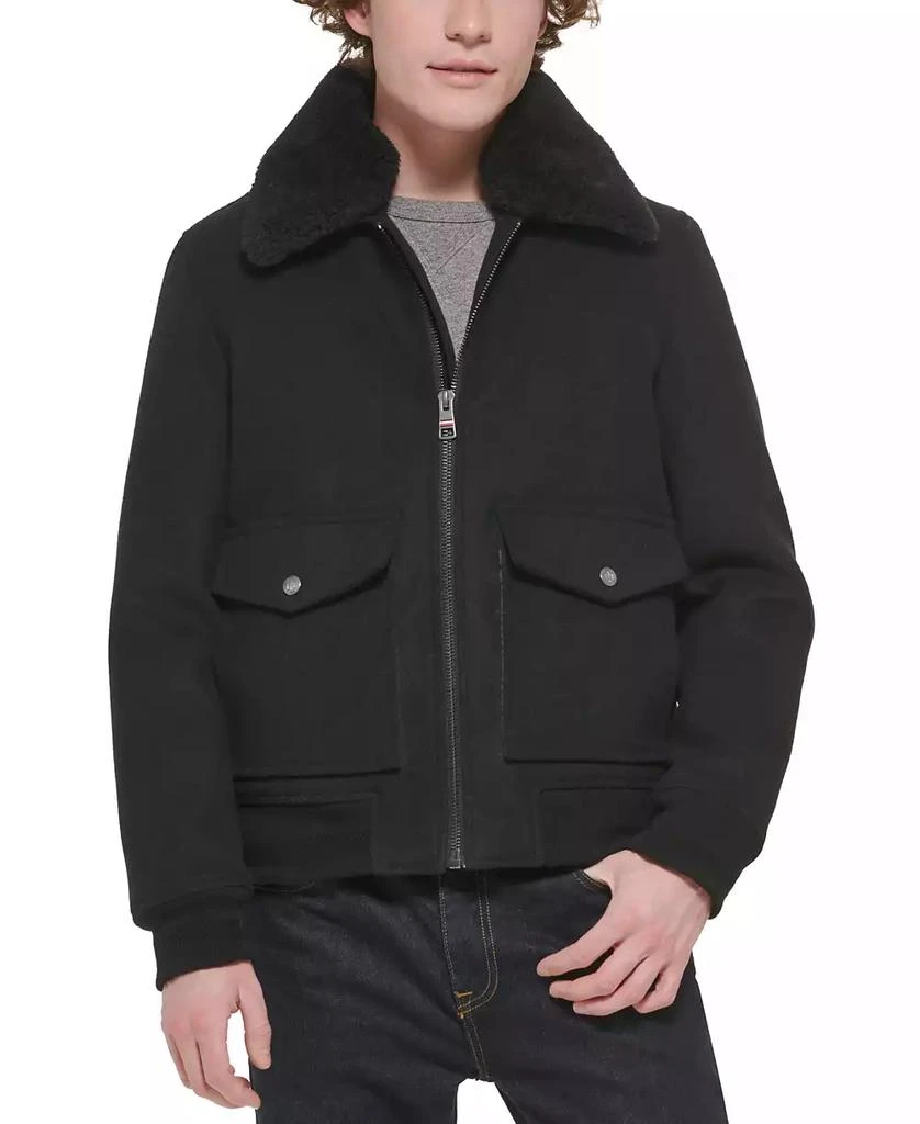 Men's Faux-Fur-Collar Bomber Jacket 商品