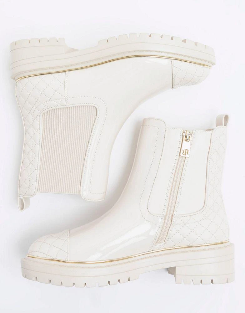 商品River Island|River Island Wide fit quilted chelsea boots in cream,价格¥438,第4张图片详细描述